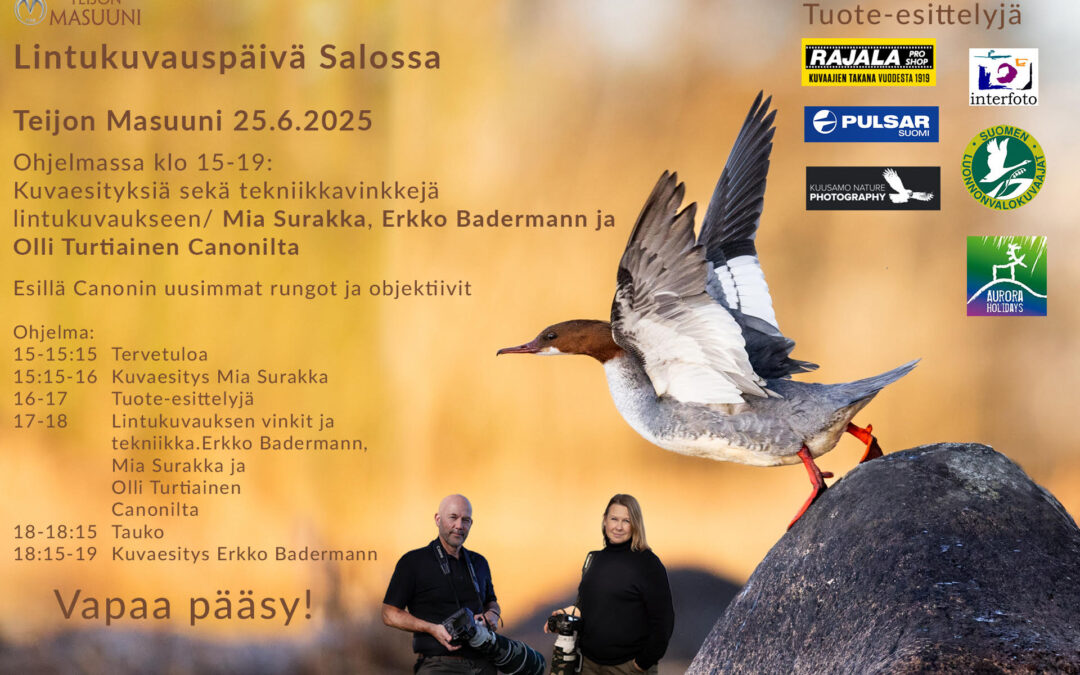Siivillä-valokuvanäyttely sekä lintukuvauspäivä 25.6.25 Teijossa
